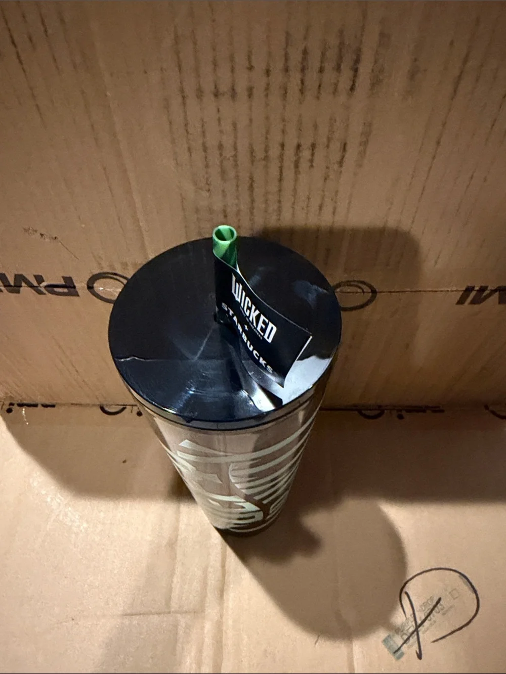 Starbucks Black Tumbler with Mint Green 'Wicked' Lettering